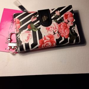 Betsey Johnson Black and Pink Floral Wallet